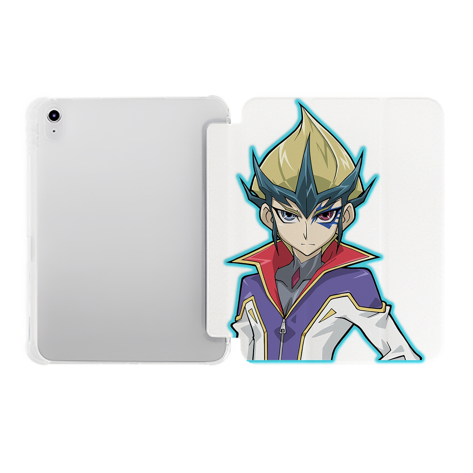 （画像用） 遊☆戯☆王 Yu-Gi-Oh! IPad ケース ペン収納付き 三つ折りスタンド PUレザー×シリコン 対応機種9.5/10.5/10.9インチ